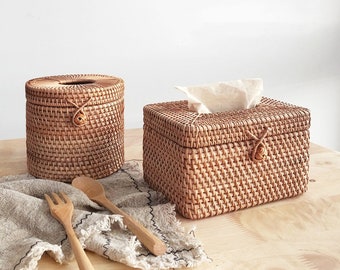 Rattan Tissue Box Basket Holder