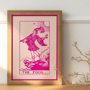 Póster de tarot de El Loco / Arte con cartas del tarot / Decoración de pared con nuevos comienzos y aventuras / Obra de arte digital del tarot / Impresión espiritual / Regalos de Navidad