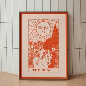 Poster dei Tarocchi del Sole / Arte delle carte dei Tarocchi / Decorazione murale spirituale / Arte dell'energia positiva e della gioia / Opera d'arte digitale dei Tarocchi / Regali di Natale