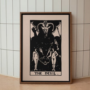 Póster de la carta del Tarot del Diablo / Impresión artística del Tarot Oscuro / Carta del Diablo Místico / Arte mural de brujería / Impresión del Tarot Espiritual / Descarga digital