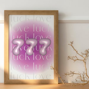 777 Love Luck Poster | Angel Number 777 Wall Art | Digital Print | Positive Energy & Love Decor | Spiritual Luck Art | Christmas Gifts