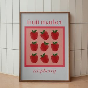 Raspberry Fruit Market Digital Print | Instant Download Wall Art | Fresh Berry Poster | Digital Download | Gift For Her | Christmas Gifts