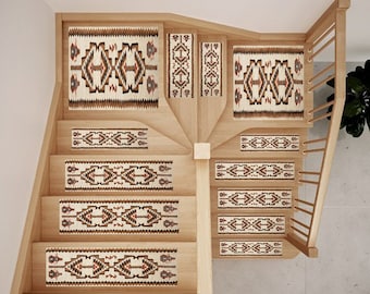 oushak runner rug, non slip stair rug, easy to clean rug, stepping mat set, ethnic rug, herki rug print, stairway rug, home decor rug, RS 87