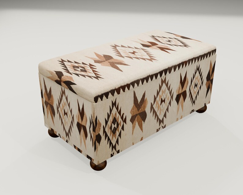 Oriental design bench, Art deco bench, Family room bench, Neutral bench, Ottoman seat, Abstract bench, Storage organizer, Shoe bench, RS-89