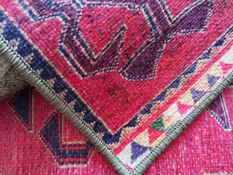soft stair rug, handmade runner rug, stair mat rug, non slip step mat, vintage print, eco friendly rug, bohemian rug, mini oushak rug, RS 99