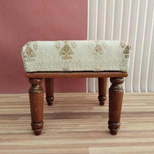 Handmade bench, Classic ottoman, Footstool bench, Kilim upholstered bench, Mudroom bench, Short bench, Extra seating, 18x18x18,