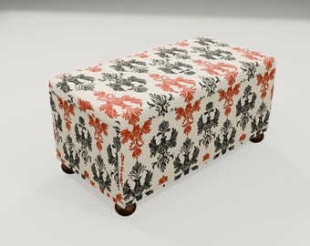 Traditional accent bench, Upholstered bench, Functional bench, Figurative storage, Handmade bedroom bench, Ottoman style bench RS 116