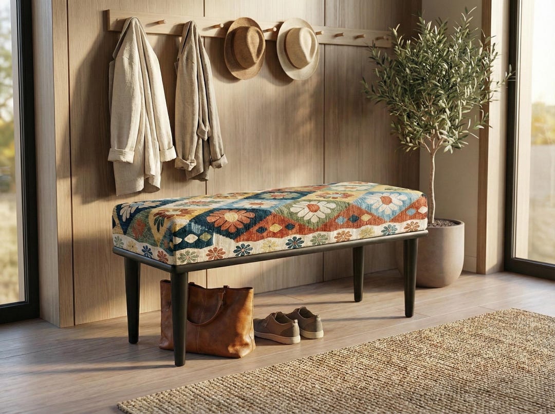 Daisy Bench Daisy Pattern Bench, Gossip Bench, Neutral Bench, Dressing Chair, Bench ...