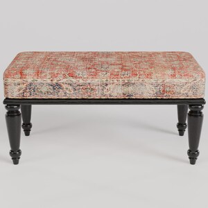 Oushak rug pattern bench, Piano bench, Handmade ottoman, Decorative bench, Entry bench, Shoe bench, End of bed bench, Rustic bench, RSB 57