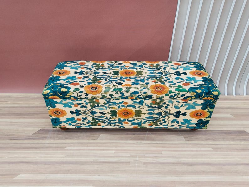 Handmade storage bench, Upholstered trunk, Bedroom storage, Living room organizer, Entry shoe bench, Sitting storage, RS 01