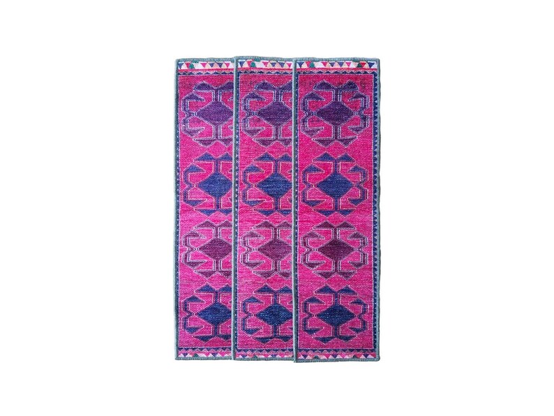 soft stair rug, handmade runner rug, stair mat rug, non slip step mat, vintage print, eco friendly rug, bohemian rug, mini oushak rug, RS 99