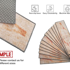 artistic rug decor, summer vibe mat, cozy stair rug, premium print rug, orange home decor, cute runner rug, soft stair mats, RS 300