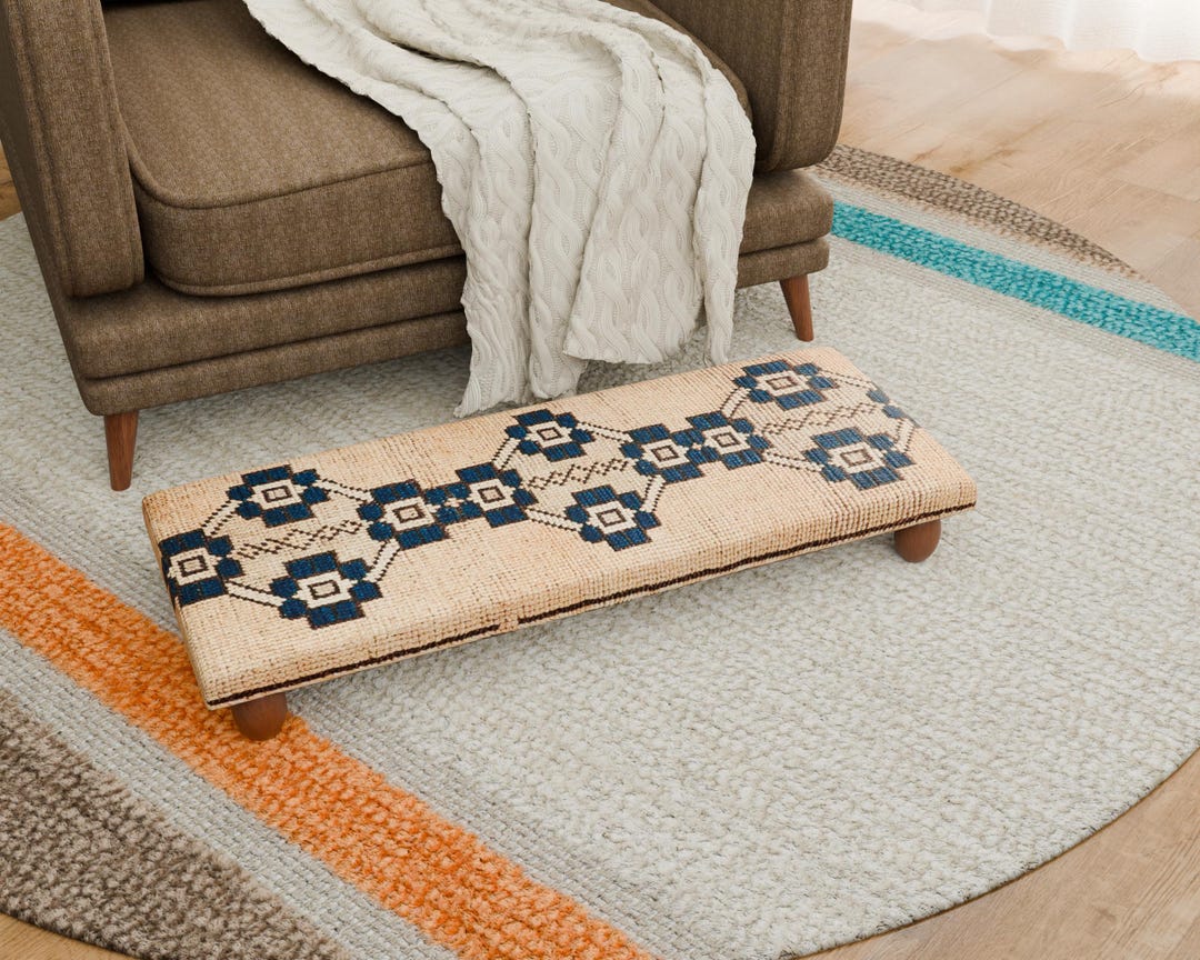 Bench Riser For Seating Navy Blue Bench, Comfortable Foot Riser, Classic Step Stool, Boho ...