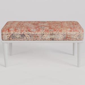 Oushak rug pattern bench, Piano bench, Handmade ottoman, Decorative bench, Entry bench, Shoe bench, End of bed bench, Rustic bench, RSB 57