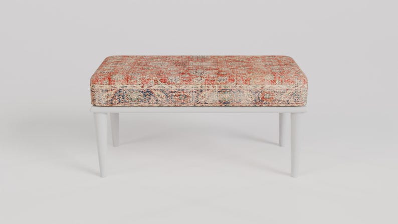 Oushak rug pattern bench, Piano bench, Handmade ottoman, Decorative bench, Entry bench, Shoe bench, End of bed bench, Rustic bench, RSB 57