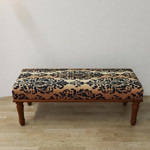 Unique home decor, Baroque furniture, Modern shoe bench, Saloon side table, End of bed bench, Ottoman piano bench, Regular footrest, RSB 393