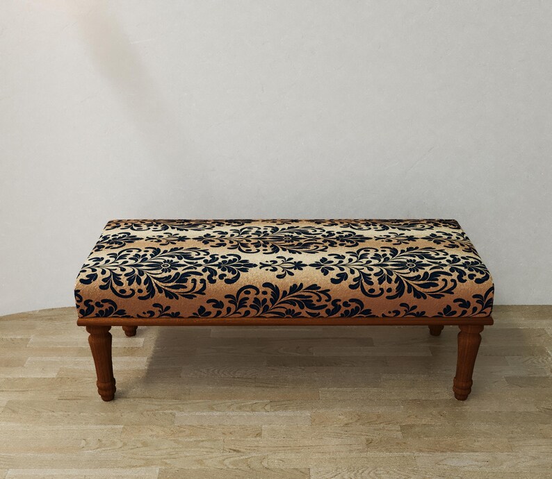 Unique home decor, Baroque furniture, Modern shoe bench, Saloon side table, End of bed bench, Ottoman piano bench, Regular footrest, RSB 393