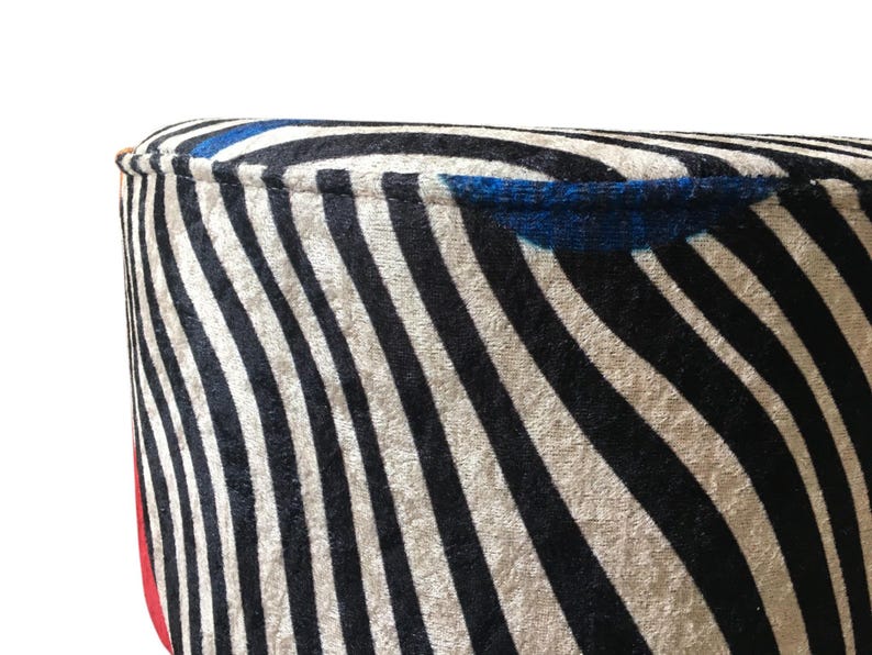 Vibrant color pouf, Zebra design bench, Corner footstool, Luxury furniture, Ottoman piano seat, Utility footrest, Poufy bed bench, RS 200