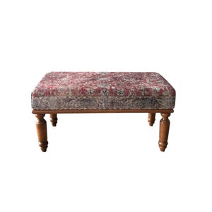 Oushak rug pattern bench, Piano bench, Handmade ottoman, Decorative bench, Entry bench, Shoe bench, End of bed bench, Rustic bench, RSB 57