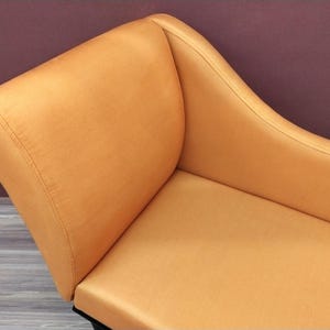 Soft cushioned bench, Chaise lounge chair, Special event lounge, Summer style decor, Bench with backrest, Fainting couch, Sunset orange seat