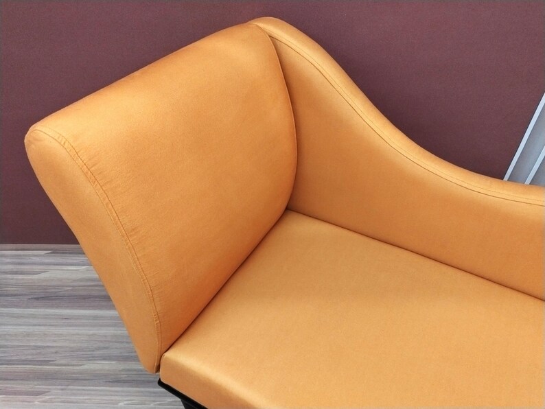 Soft cushioned bench, Chaise lounge chair, Special event lounge, Summer style decor, Bench with backrest, Fainting couch, Sunset orange seat