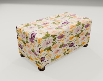 Flower pattern bench, Ottoman storage bench, Shoes bench, Luxury bench, Living room bench, Bedroom bench, End of bed bench, RS 91