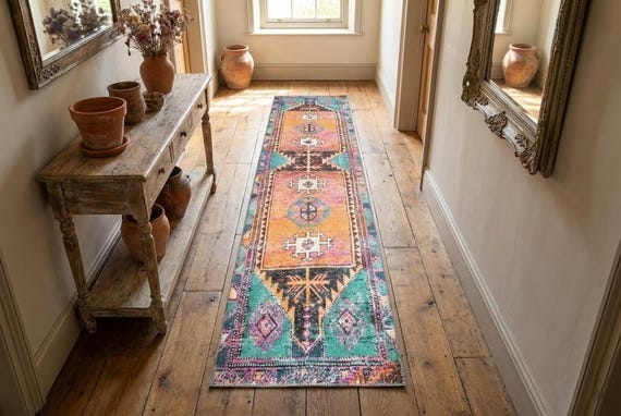 Ethnic Rug, Turkish Cotton Rug, Gothic Rug, Chenille Cotton Rug, Bathroom Rug, Long Size Rug, Non-Slip, Machine Washable, Traditional Rug