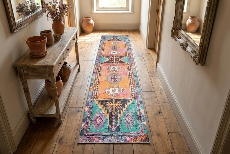 Ethnic Rug, Turkish Cotton Rug, Gothic Rug, Chenille Cotton Rug, Bathroom Rug, Long Size Rug, Non-Slip, Machine Washable, Traditional Rug
