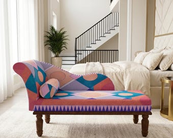 Bunte Abstrakte Patchwork Chaise Lounge | Modernes Parlour Sofa Sofa, RS 657