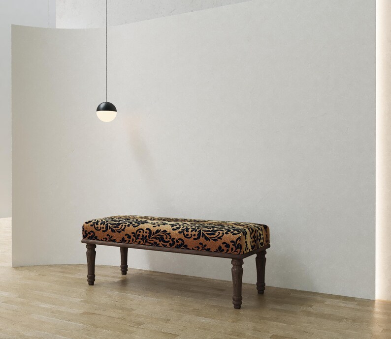 Unique home decor, Baroque furniture, Modern shoe bench, Saloon side table, End of bed bench, Ottoman piano bench, Regular footrest, RSB 393