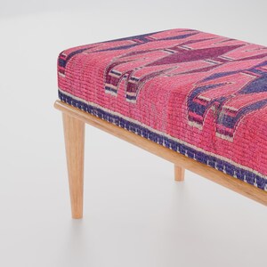 Pink makeup chair, Chic outdoor bench, Ottoman vanity stool, Handmade bench, Decorative pouf, Scandinavian stool, Bedroom soft bench, RSB 99