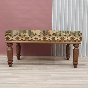 Yellow vintage bench, Industrial bench, Eclectic bench, Foyer hall bench, Rustic mid table, Durable seating, Strong shoe bench, RSB 275