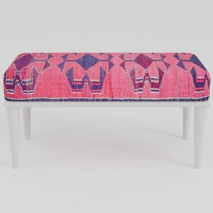 Pink makeup chair, Chic outdoor bench, Ottoman vanity stool, Handmade bench, Decorative pouf, Scandinavian stool, Bedroom soft bench, RSB 99