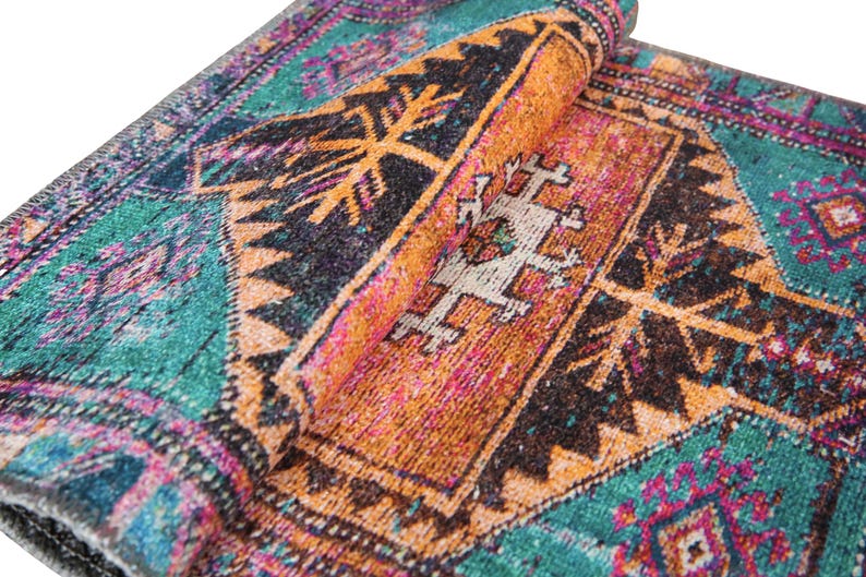 Ethnic Rug, Turkish Cotton Rug, Gothic Rug, Chenille Cotton Rug, Bathroom Rug, Long Size Rug, Non-Slip, Machine Washable, Traditional Rug