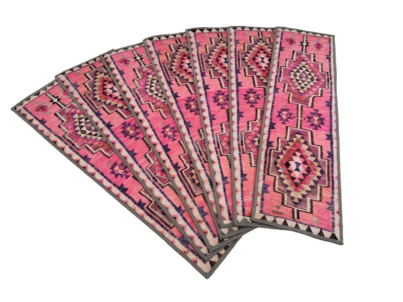 stair protector, pink runner rug, oriental rug, stair treads rug, non slip rug, ethnic rug, stair treads runner, soft runner, boho rug, RS66