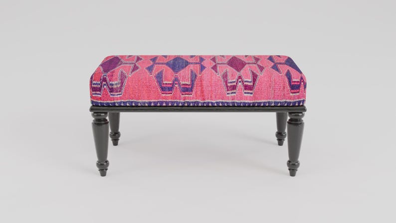 Pink makeup chair, Chic outdoor bench, Ottoman vanity stool, Handmade bench, Decorative pouf, Scandinavian stool, Bedroom soft bench, RSB 99