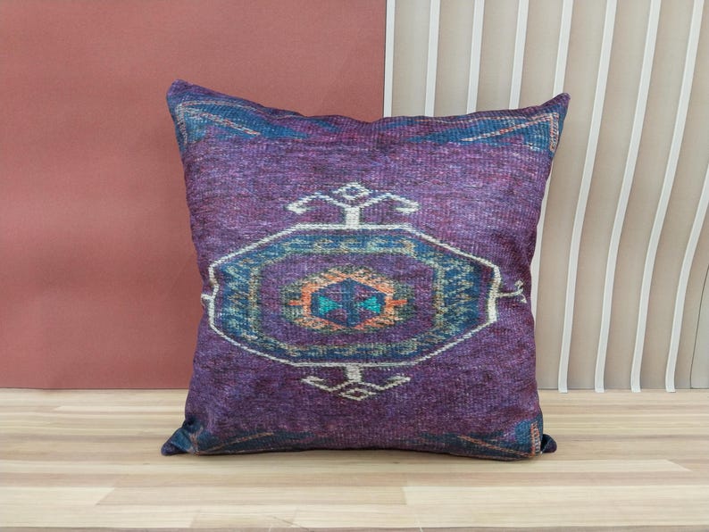 boho pillow cover, fabric cushion, couch pillow, purple pillow, decorative pillow, toss pillow, washable pillow, farmhouse pillow, RS 83