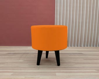 ベルベットパンプキン型オットマン パンプキンスツール レッド