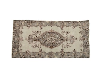 oushak wool rug, farmhouse rug, entryway rug, ikat rug, turkish wool rug, retro rug, hallway runner, vintage area rug, 3.6x7 ft RS 226