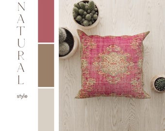 handwoven pillow, gothic pillow, handmade pillow, farmhouse rustic pillow, nomadic pillow, aztec pillow, handknotted pillow, RS 05-02