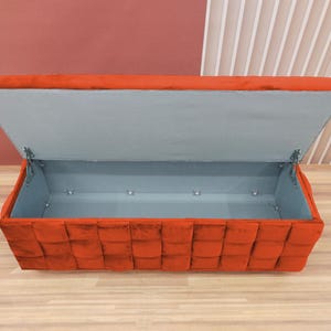 Rust orange trunk, Bedside commode, Siting storage, Textured upholstery, Stylish storage, Nomadic furniture, Room organizer, RS 3D fabric 04