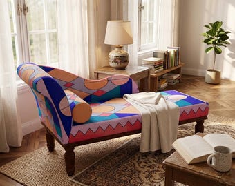 Blau Rosa Geometrische Chaise, Moderne Abstrakte Bank, RS 596