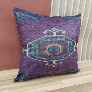 boho pillow cover, fabric cushion, couch pillow, purple pillow, decorative pillow, toss pillow, washable pillow, farmhouse pillow, RS 83