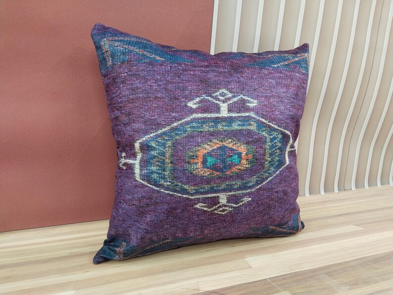 boho pillow cover, fabric cushion, couch pillow, purple pillow, decorative pillow, toss pillow, washable pillow, farmhouse pillow, RS 83