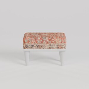 Red print rug stool, Bathroom bench, Footstool for chair, Boho home decor, Cozy footstool, Patio foot rest, Shoe rack, 9x18x14" RSB 9x18 57
