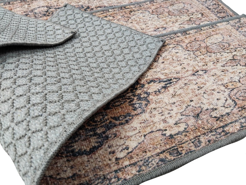 machine washable rug, stair treads mat, bohemian rug, easy to clean rug, washable runner rug, non slip rug, anti-slip stair rug, RS 446-0