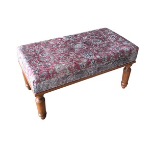 Oushak rug pattern bench, Piano bench, Handmade ottoman, Decorative bench, Entry bench, Shoe bench, End of bed bench, Rustic bench, RSB 57
