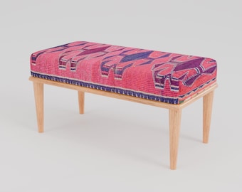 Pink makeup chair, Chic outdoor bench, Ottoman vanity stool, Handmade bench, Decorative pouf, Scandinavian stool, Bedroom soft bench, RSB 99