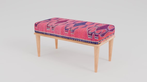 Pink makeup chair, Chic outdoor bench, Ottoman vanity stool, Handmade bench, Decorative pouf, Scandinavian stool, Bedroom soft bench, RSB 99