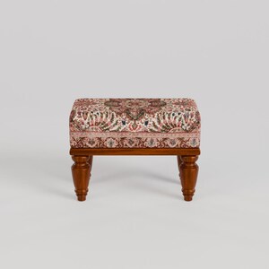 Tribal patterns stool, Floral print rug bench, Ottoman pouf, Oriental foot rest, Footstool for couch, Shoe rack, 9x18x14, RSB 9x18 755-00